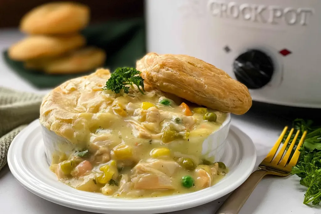 Crock Pot Chicken Pot Pie Ready to Serve