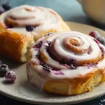 Fresh Huckleberry Cinnamon Rolls Ready to Serve