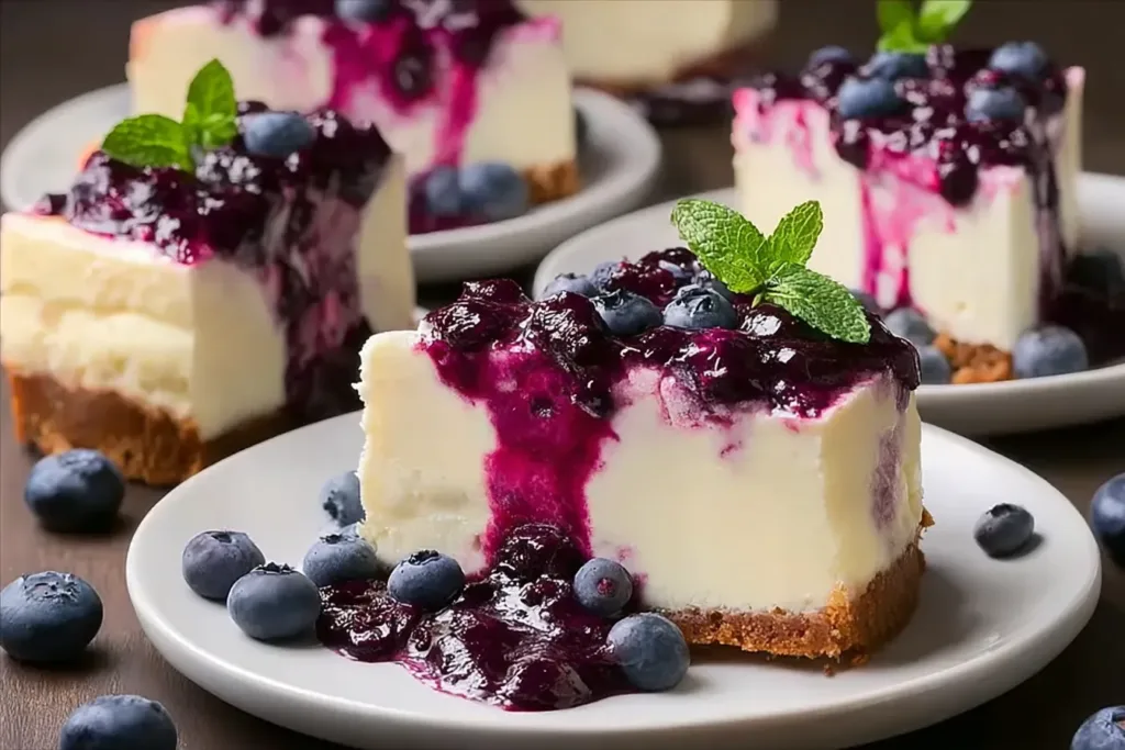 Delicious Huckleberry Cheesecake Slice on a Plate