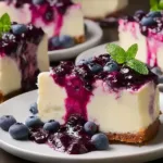 Delicious Huckleberry Cheesecake Slice on a Plate