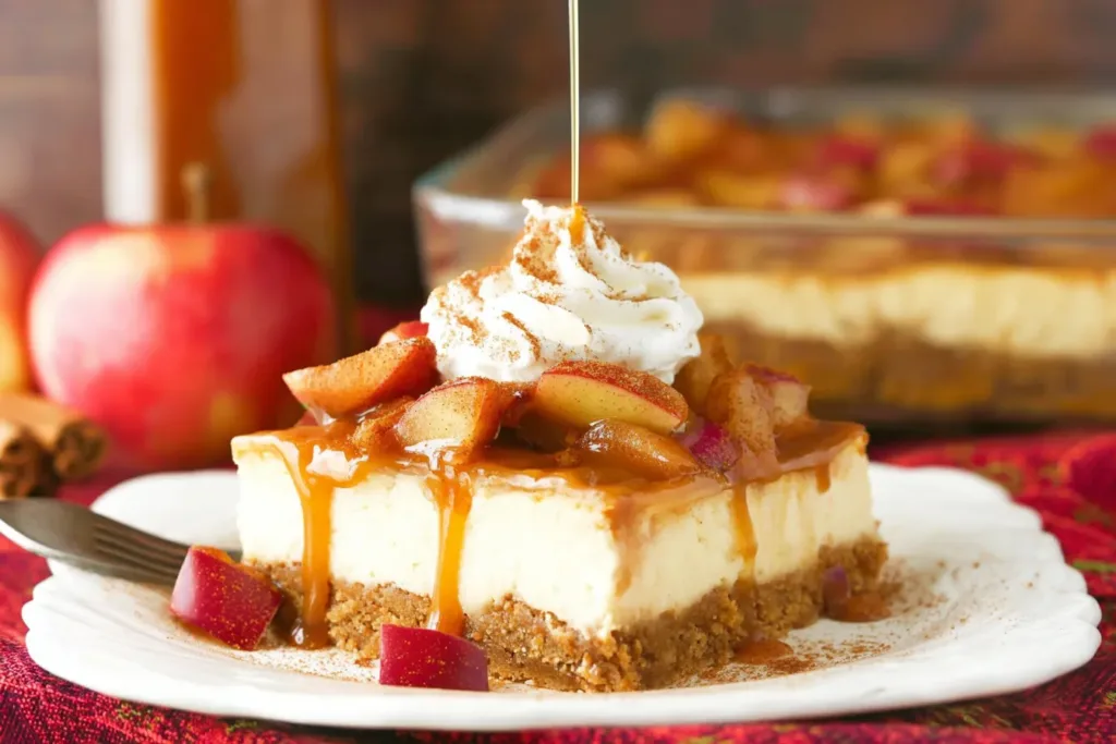 Easy Caramel Apple Cheesecake Ready to Serve