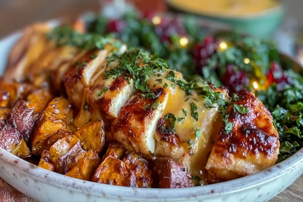Easy Maple Dijon Chicken Bowl with Sweet Potatoes