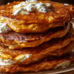 Easy Pumpkin Pancakes with Cottage Cheese on a Plate