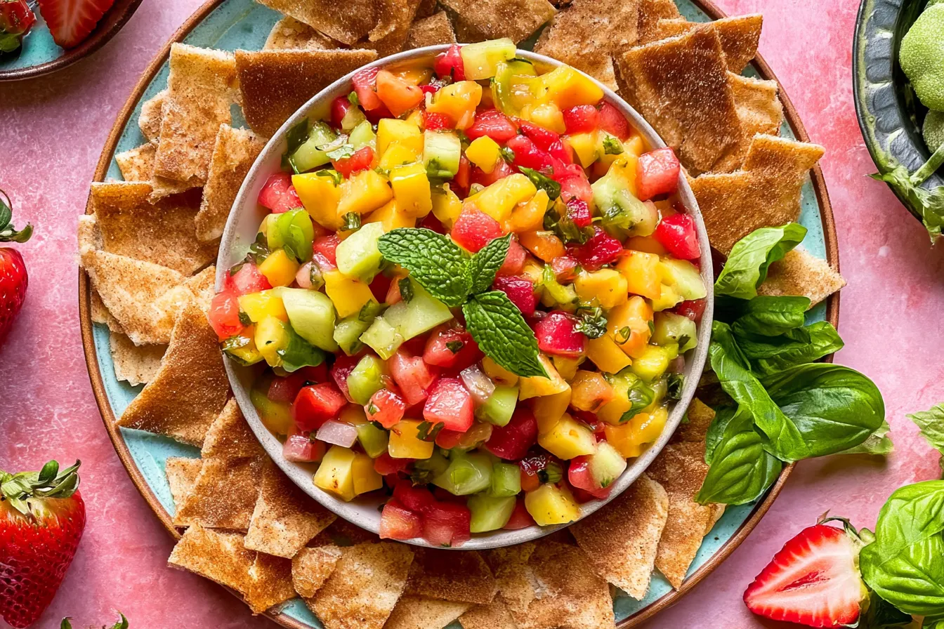 Fruit Salsa with Cinnamon Sugar Chips 