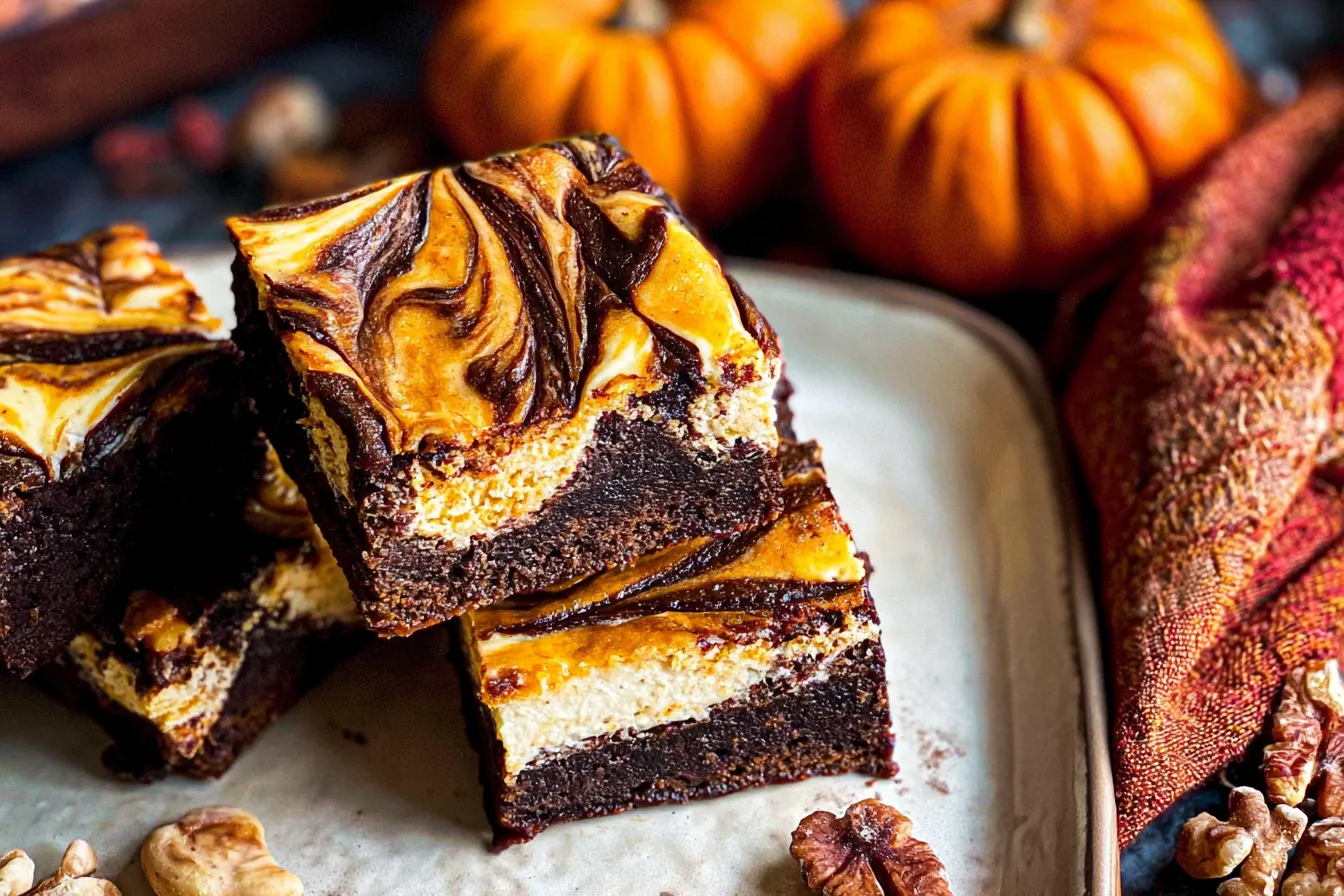 Fudgy Swirled Pumpkin Cheesecake Brownies 