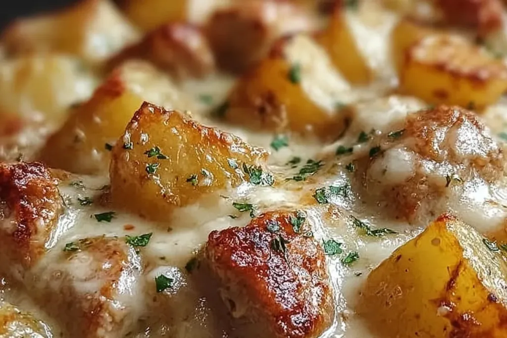 Garlic Parmesan Crockpot Chicken and Potatoes in a Bowl