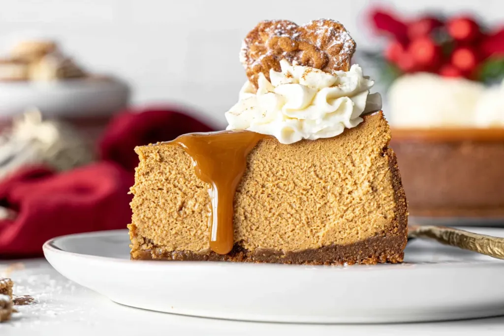 Gingerbread Cheesecake Slice with Whipped Topping