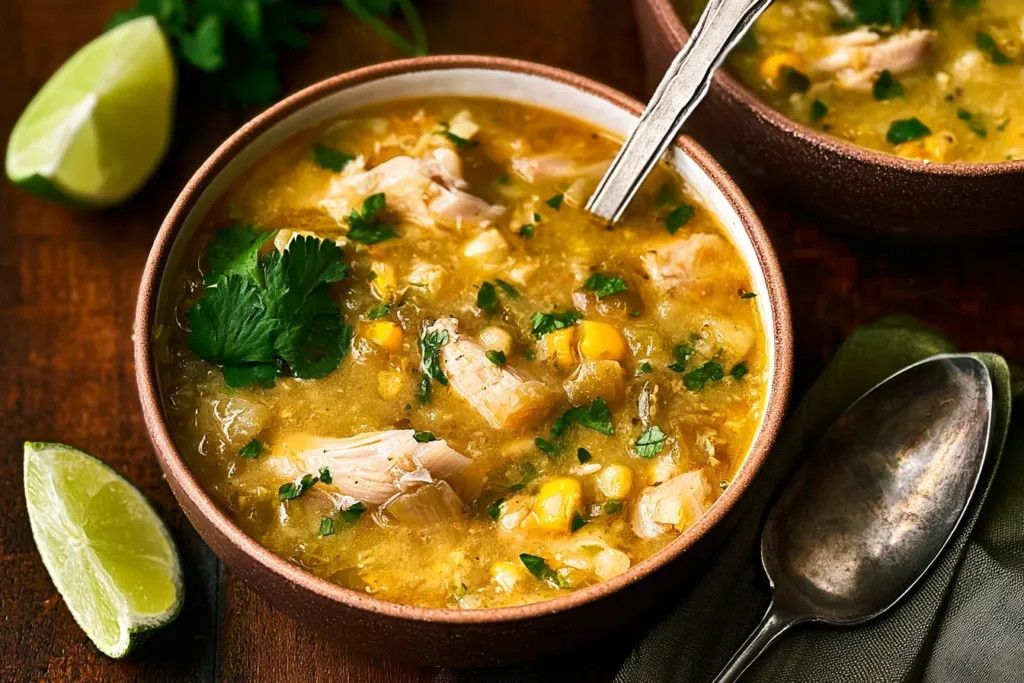 Delicious Green Chile Chicken Stew in a Bowl