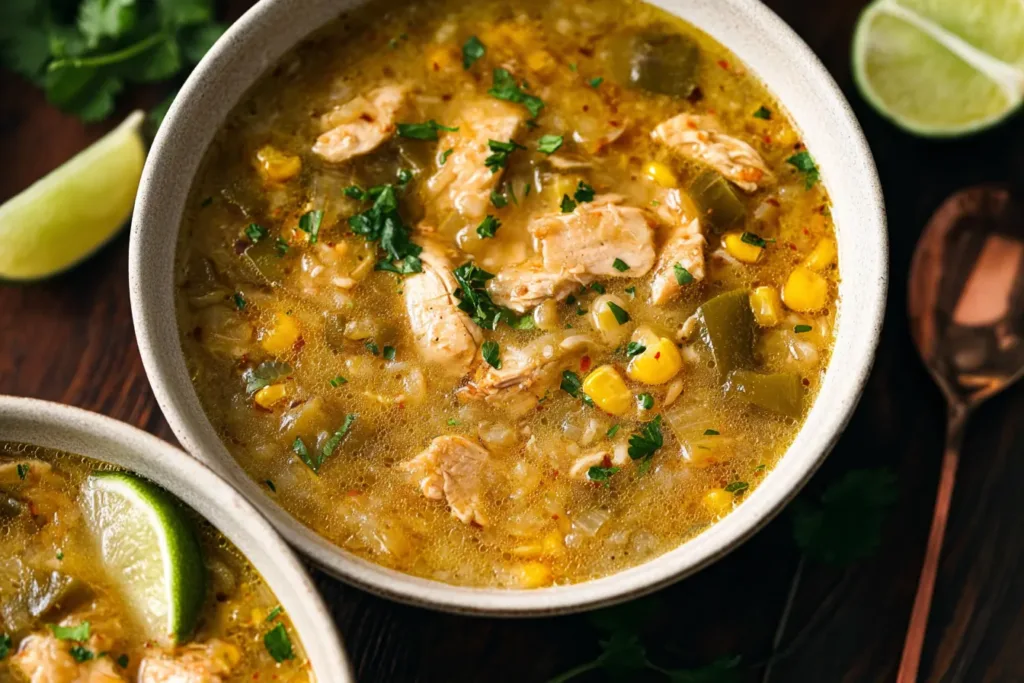 Delicious Green Chile Chicken Stew in a Bowl