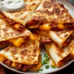Ground Beef Quesadillas with a Crispy Golden-Brown Crust Ready to Serve