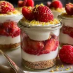 Healthy No-Bake Strawberry Lemon Cheesecake Jars