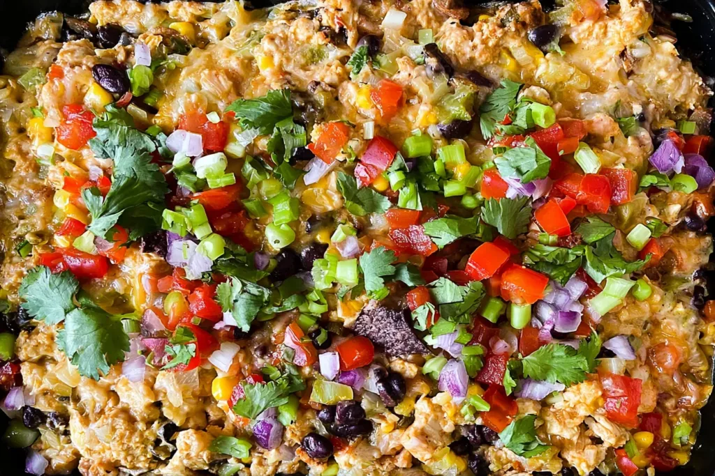 High Protein Chicken Taco Casserole in a Cozy Serving Dish