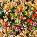 High Protein Chicken Taco Casserole in a Cozy Serving Dish