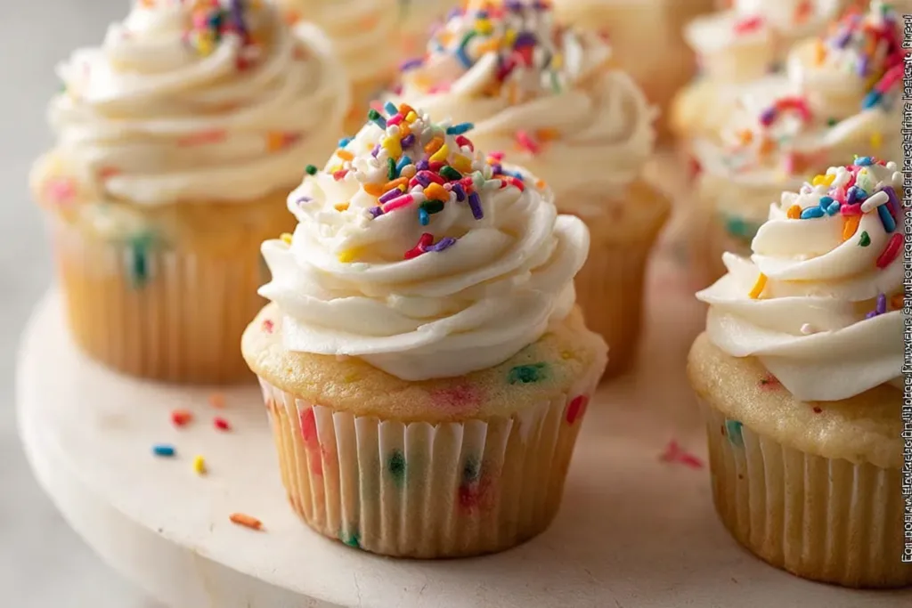 Colorful Homemade Funfetti-Style Cupcakes Freshly Baked