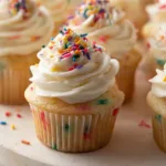 Colorful Homemade Funfetti-Style Cupcakes Freshly Baked