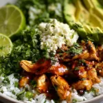 Honey Lime Chicken & Avocado Rice Bowl on Table