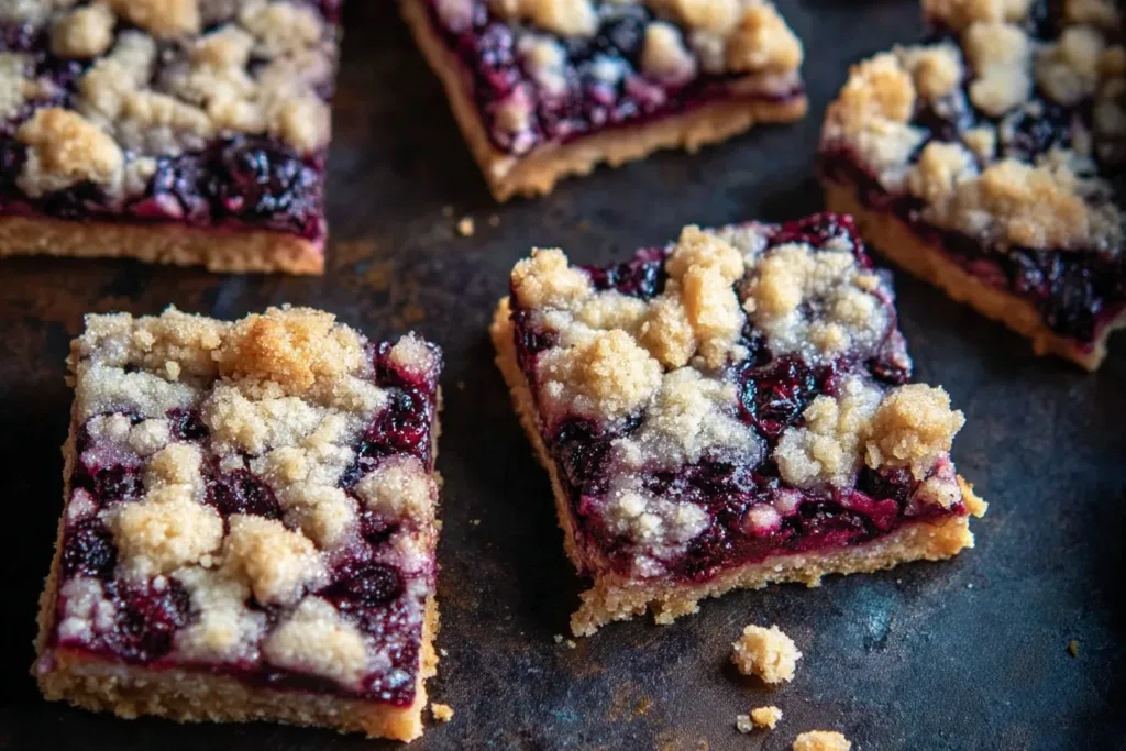 Delicious Huckleberry Crumb Bars Fresh Out of the Oven