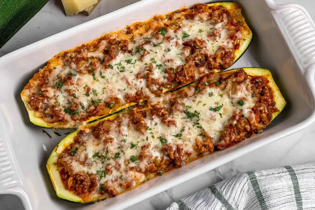 Delicious Lasagna Zucchini Boats Freshly Baked