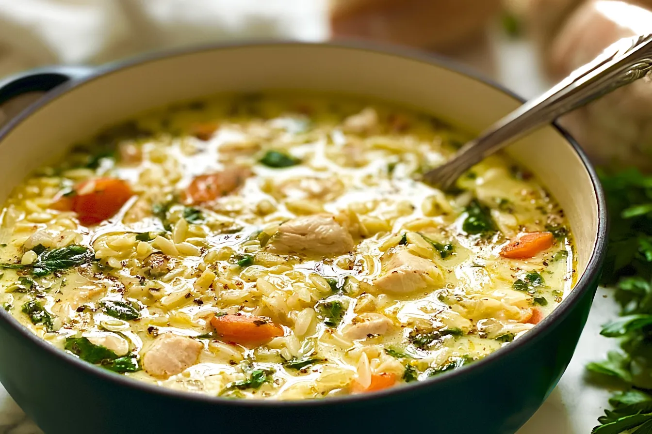 Lemon Chicken Orzo Soup 