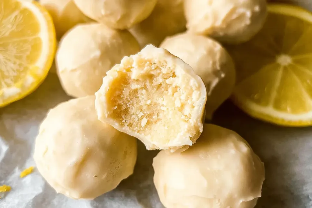 Lemon Truffles on a Decorative Plate