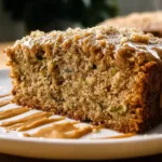 Sliced Moist Peanut Butter Zucchini Cake on a Plate