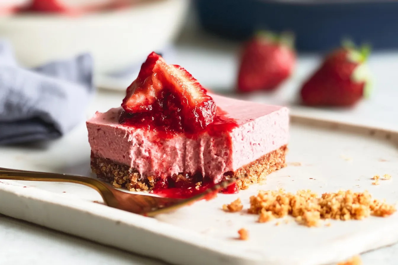 No Bake Strawberry Cheesecake Bars