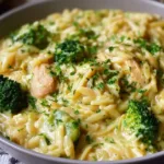 One Pot Broccoli Cheese Orzo Freshly Served