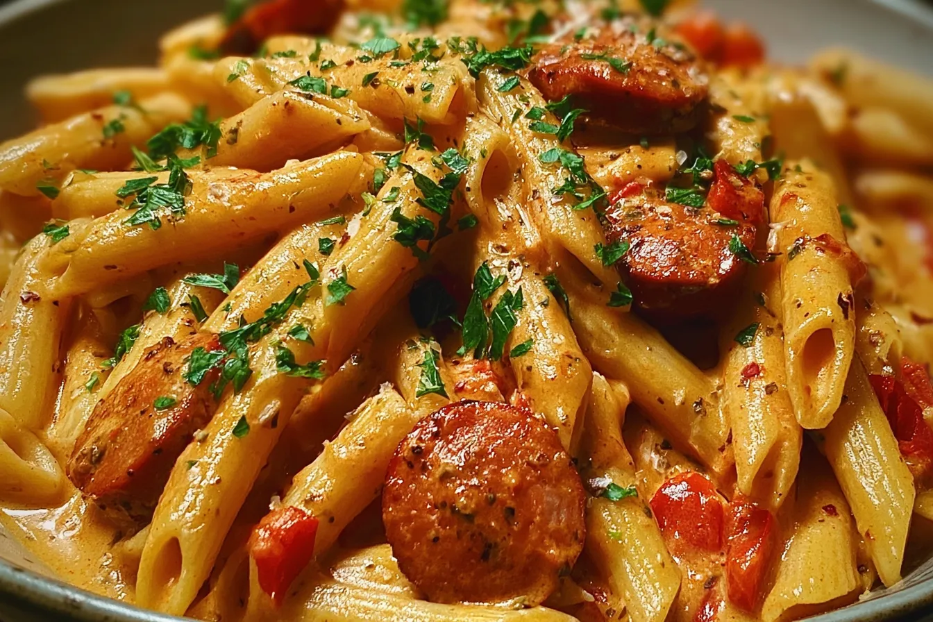 One-Pot Creamy Spicy Cajun Sausage Pasta 