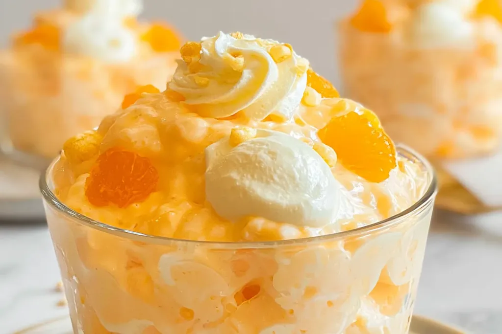 Creamy Orange Fluff Salad Served in a Bowl