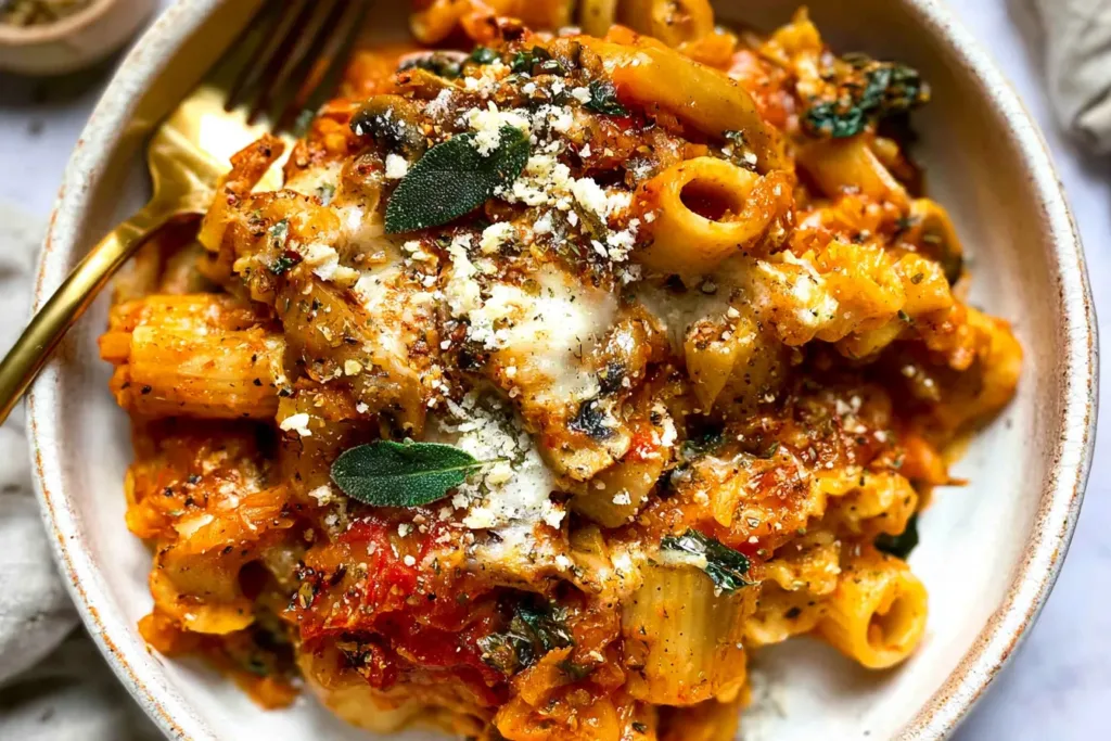 Pasta Bake with Pumpkin Tomato Sauce - Cozy Comfort Food