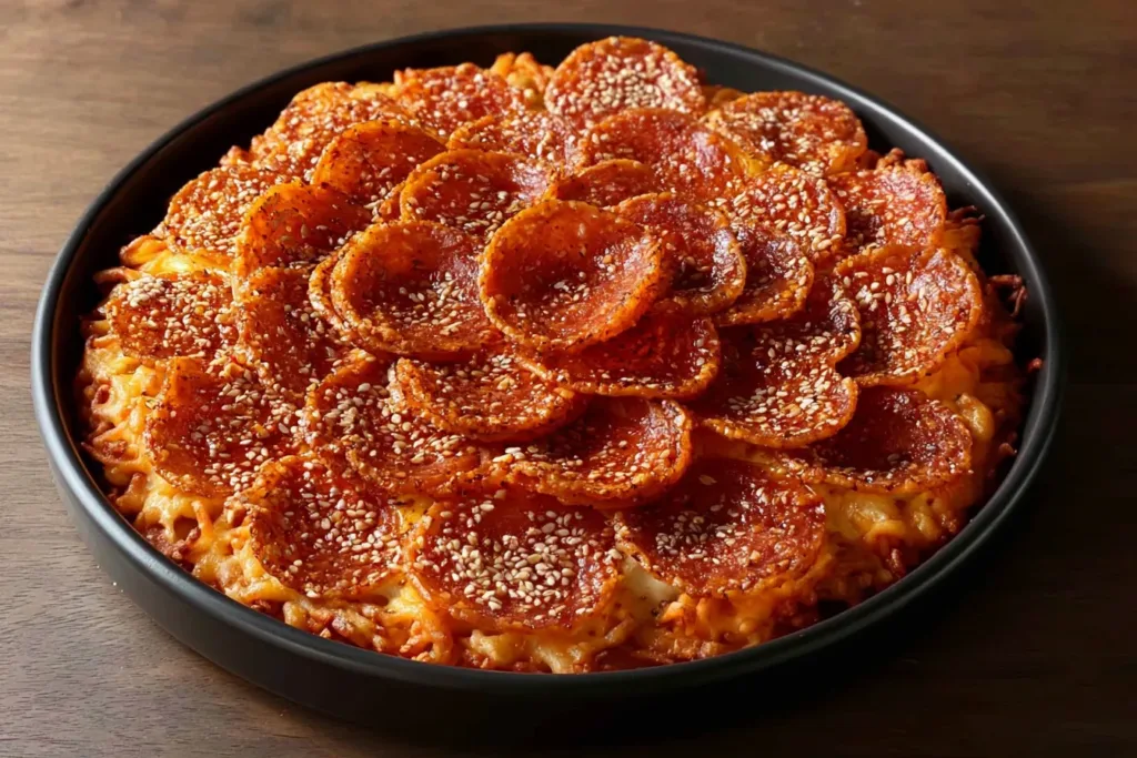 Pepperoni Pizza Cheese Drip Chips Fresh Out of the Oven