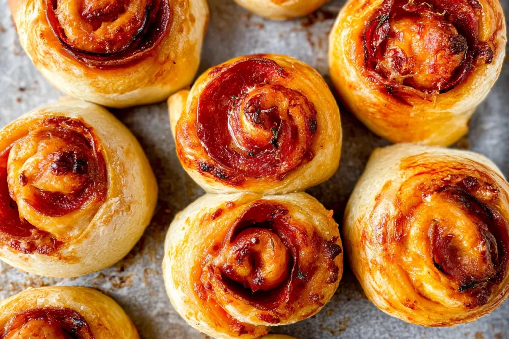 Homemade Pepperoni Pizza Rolls Fresh Out of the Oven