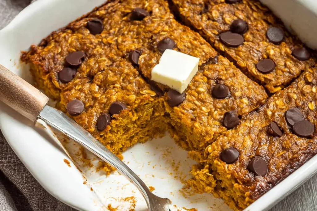 Delicious Pumpkin Baked Oatmeal in a Bowl
