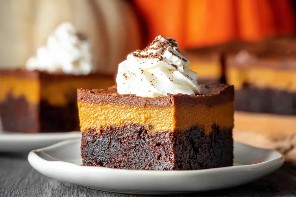 Pumpkin Brownies – Fudgy Brownie with Pumpkin Layer Close-Up