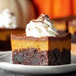 Pumpkin Brownies – Fudgy Brownie with a Layer of Pumpkin Pie Delight 5 Pumpkin Brownies – Fudgy Brownie with Pumpkin Layer Close-Up