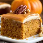Pumpkin Cake with Caramel Cream Cheese Frosting Slice