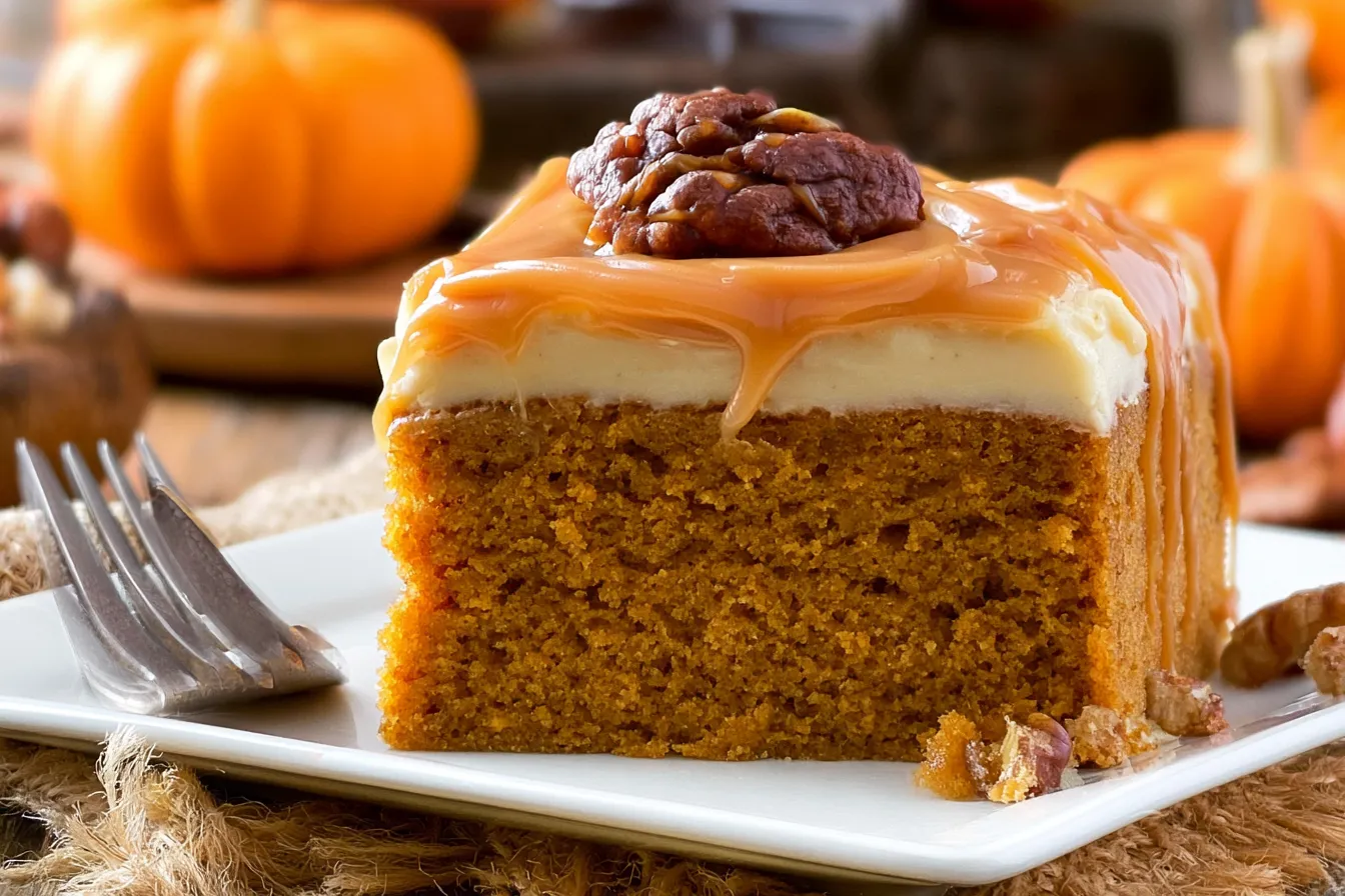 Pumpkin Cake with Caramel Cream Cheese Frosting