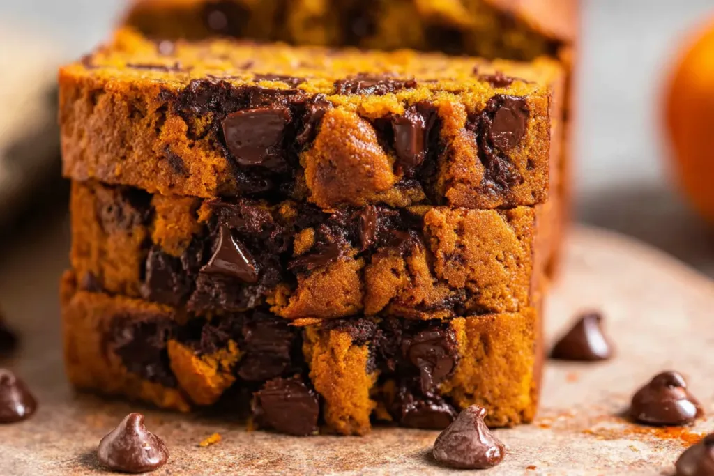 Pumpkin Chip Banana Bread Freshly Baked with Chocolate Chips