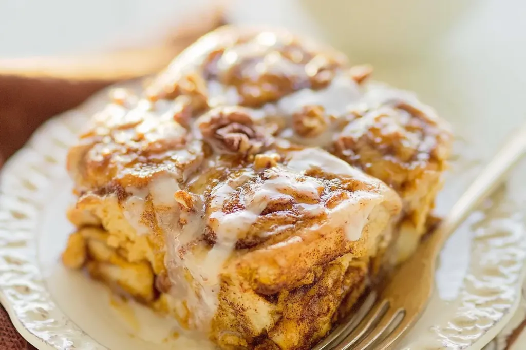 Sliced Pumpkin Cinnamon Roll Bake