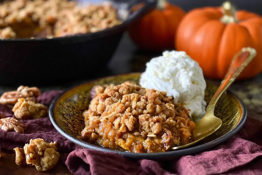 Delicious Pumpkin Crisp in a Baking Dish
