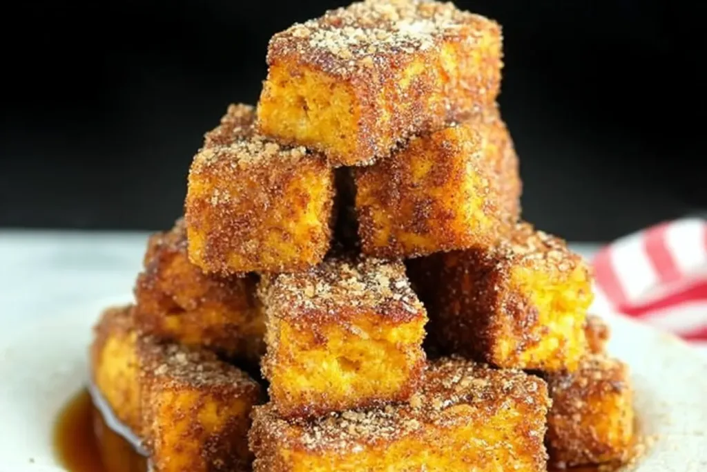 Pumpkin French Toast Sticks with Maple Syrup Drizzle