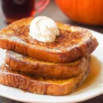 Pumpkin French Toast Garnished with Maple Syrup