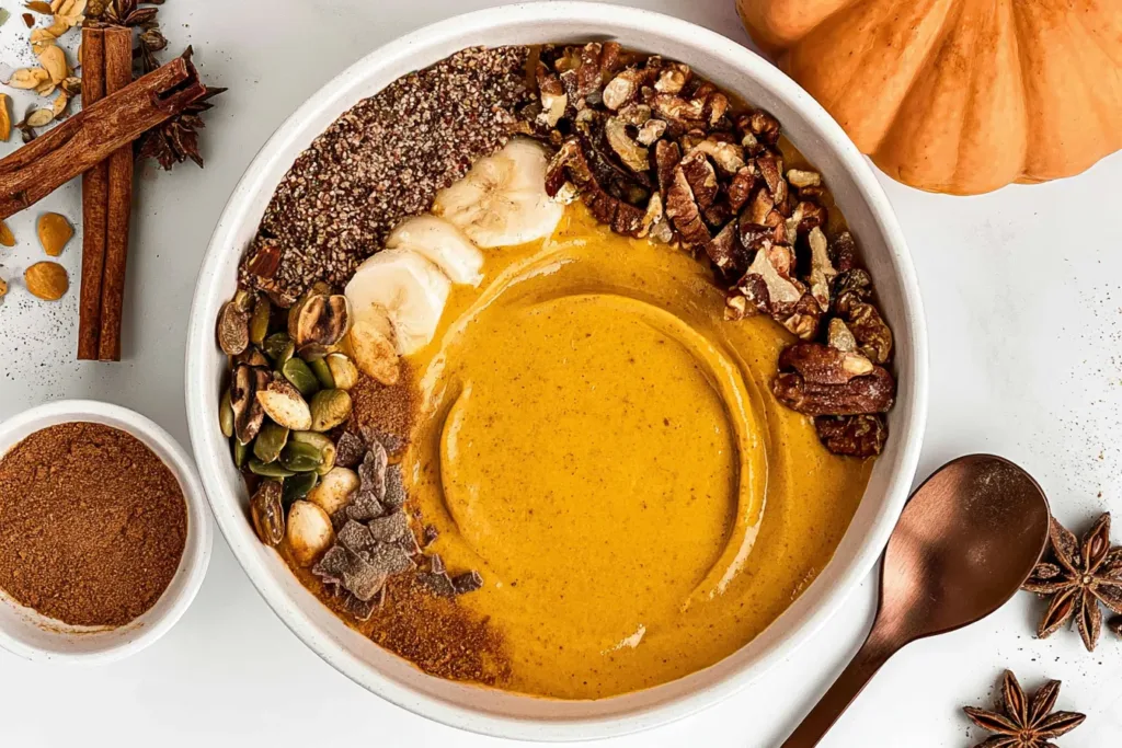 Pumpkin Pie Smoothie Bowl Topped with Whipped Cream