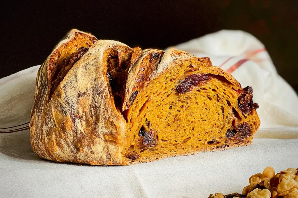 Homemade Pumpkin Sourdough Bread Freshly Baked
