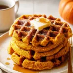 Golden Pumpkin Waffles on a Plate