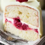 Raspberry Cake with Lemon Buttercream Slice