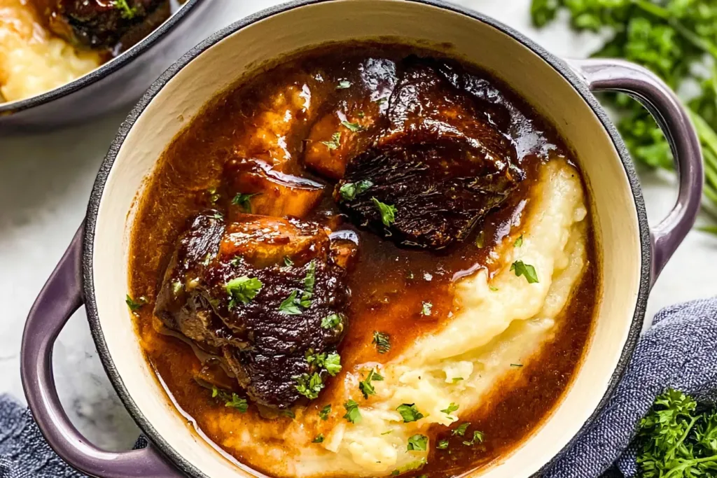 Delicious Red Wine Braised Short Ribs in Dutch Oven