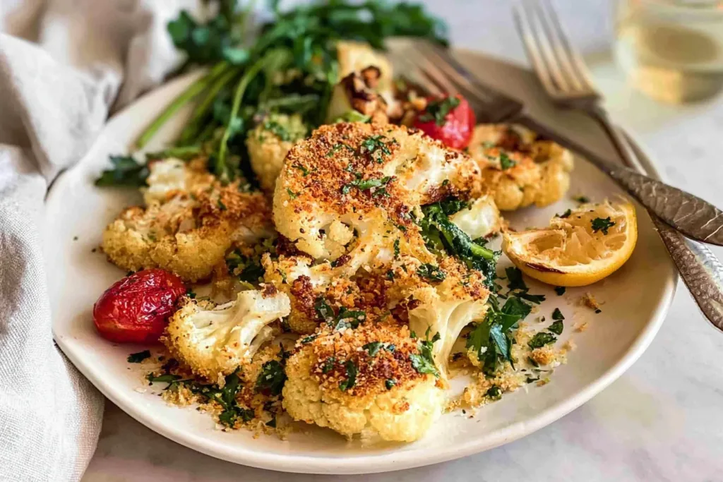 Roasted Parmesan Crusted Cauliflower Close-Up
