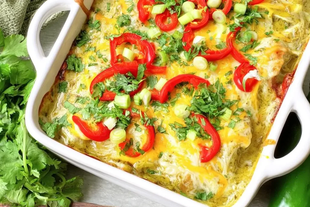 Salsa Verde Low Carb Chicken Casserole in a Dish