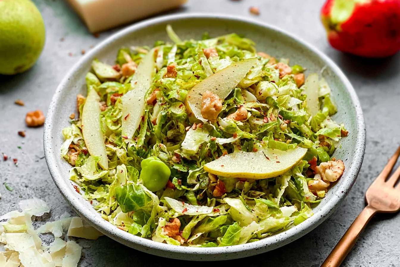 Shaved Brussels and Pear Salad with Manchego: A Fresh Delight 4 Shaved Brussels and Pear Salad with Manchego